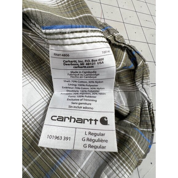 Carhartt Relaxed Fit Plaid Short Sleeve Button Down Shirt Men’s Sz. L Relaxed - Picture 4 of 9
